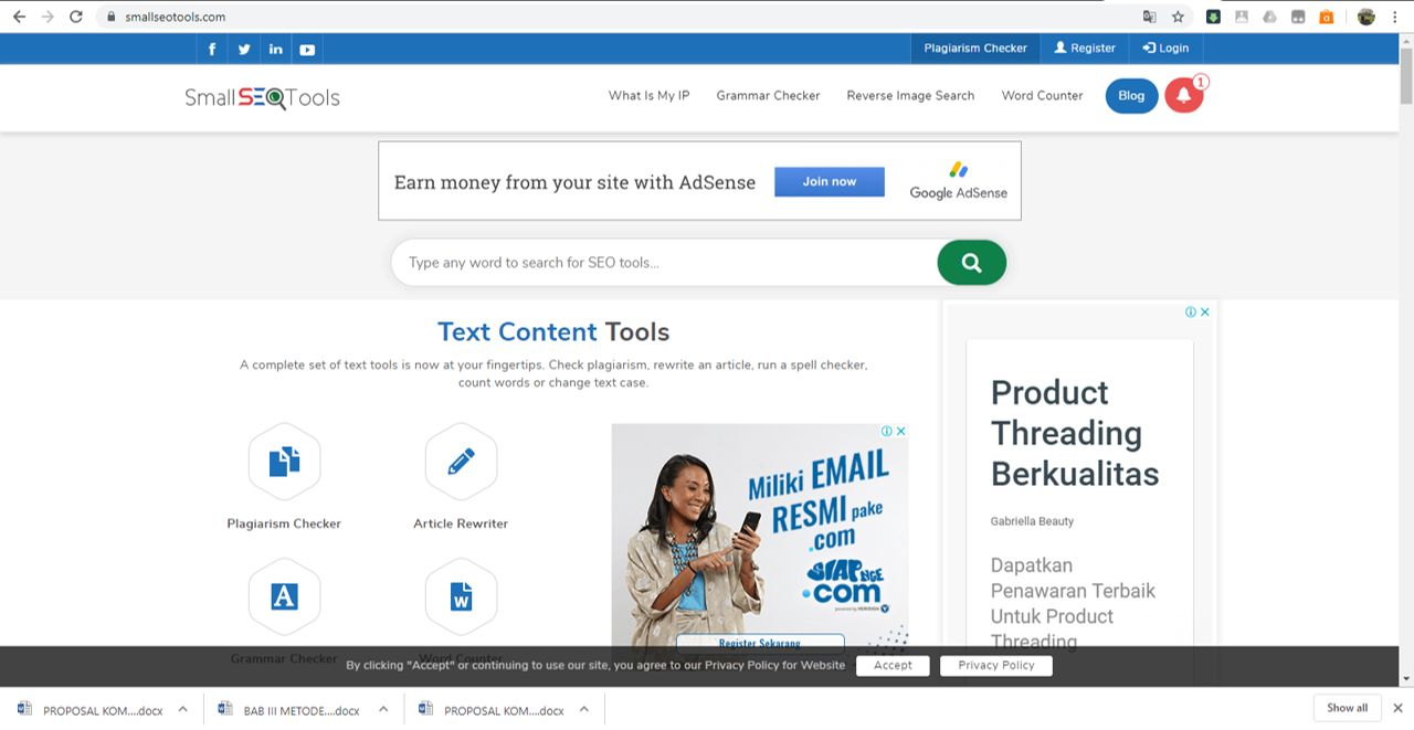 Check Unique content bằng Small SEO Tools