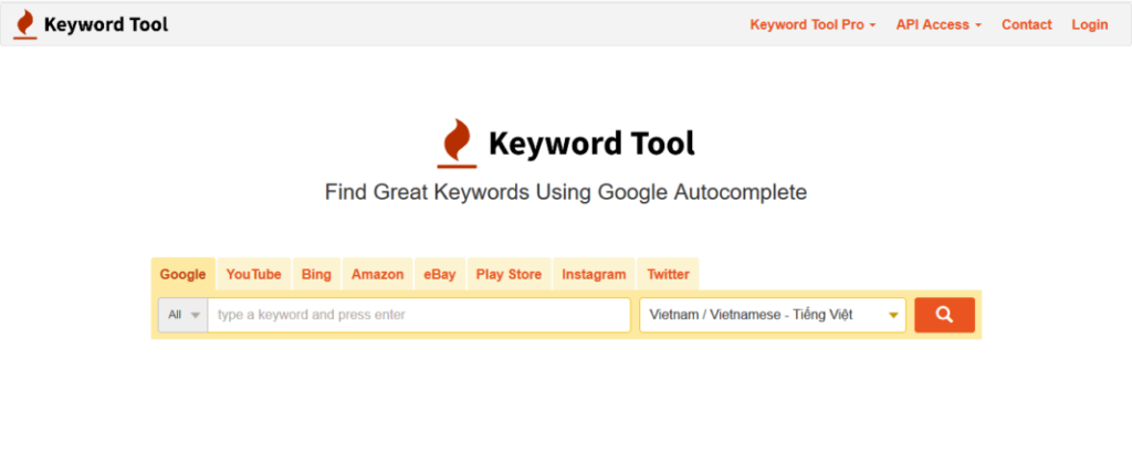 Kiểm tra Search Volume bằng Keywordtool.io