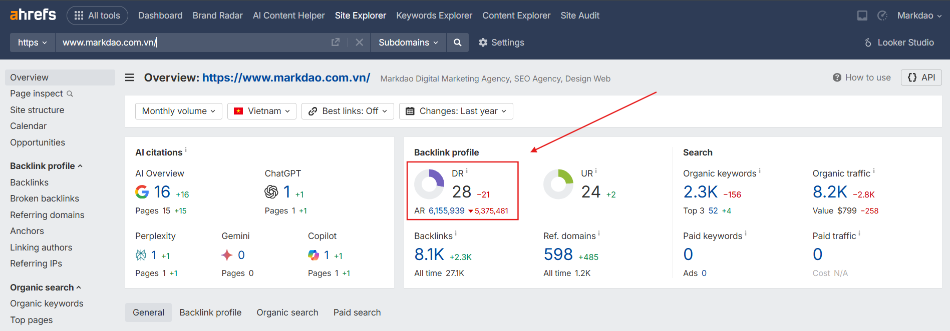 Cách kiểm tra Domain Rating của website bằng Ahrefs