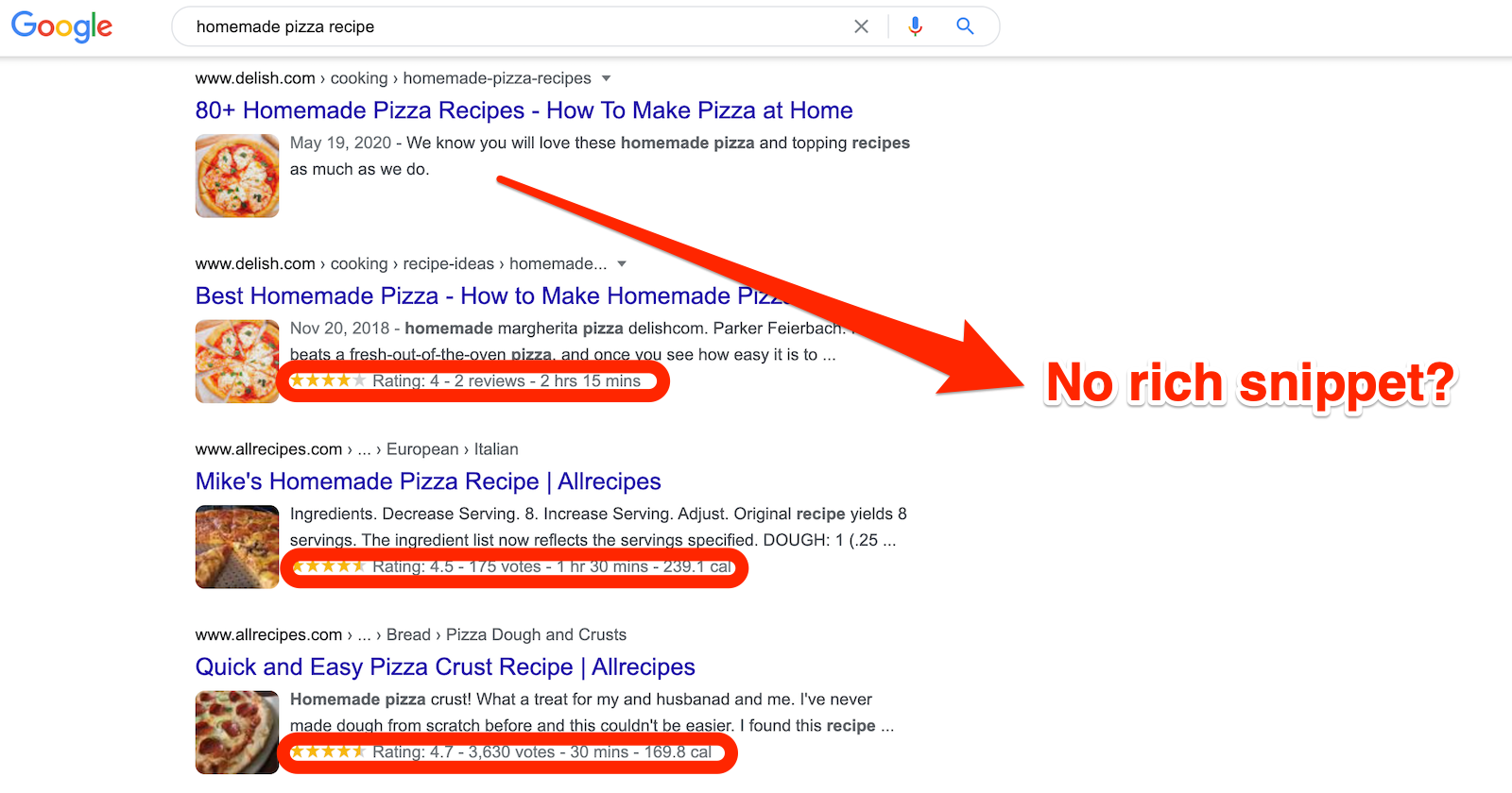 Rich Snippets bao gồm Article, Product, Review, FAQ, How-to, Local Business, Recipe