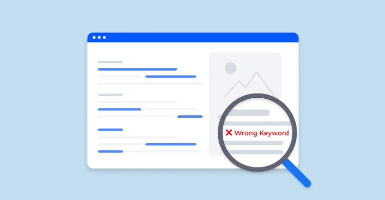 Dấu hiệu nhận biết từ khóa đang nhận sai trang đích