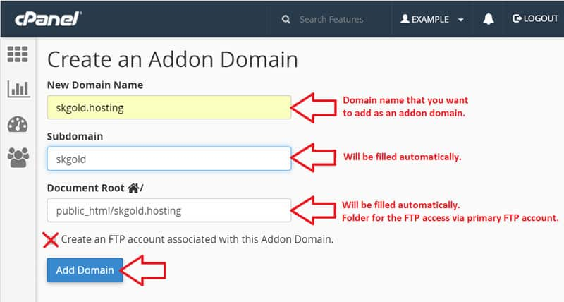 Hướng dẫn thêm Addon Domain vào hosting